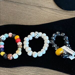 Colorful artisan pottery Beaded Bracelets 3 included